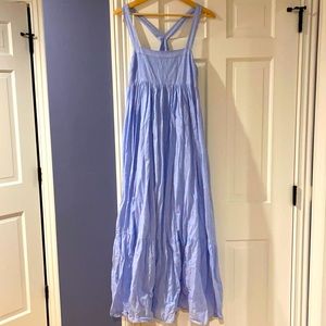 Long blue straps dress